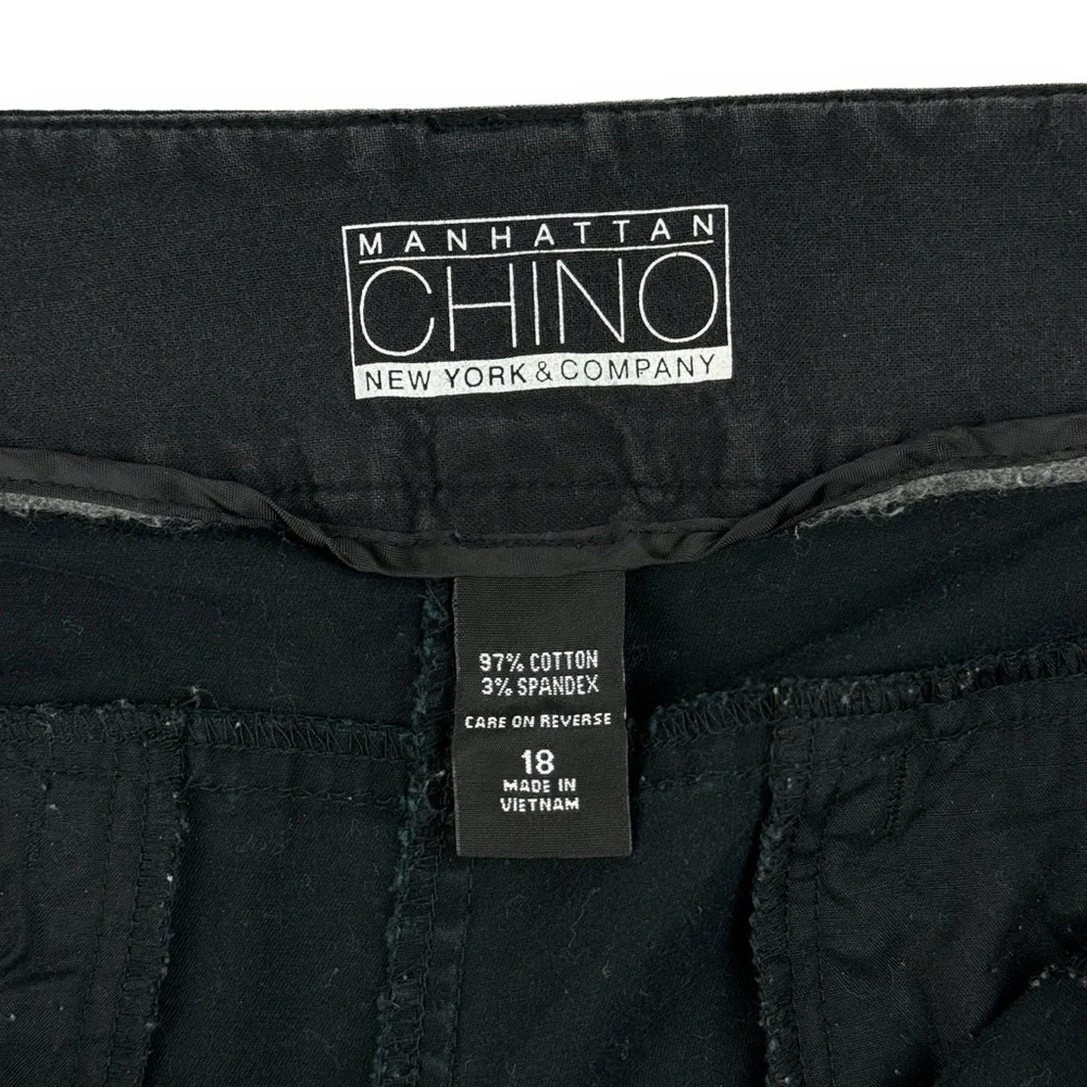 New York & Company Shorts Womens 18 Manhattan Chino Black Cotton Spandex Stretch